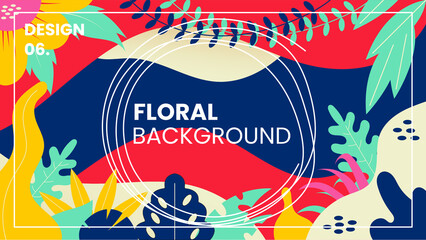 Flat abstract floral background designs for social media and websites