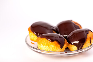 Homemade cupcakes with cherries and chocolate. Classic dessert.