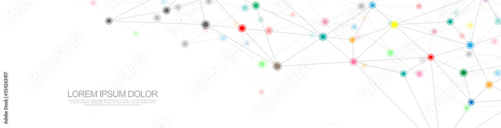 Fototapete website header or banner design with abstract geometric background and connecting dots and lines. gl
