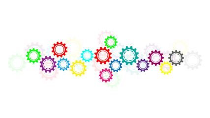 Cogs and gear wheel mechanisms. Hi-tech digital technology and engineering. Abstract technical background.