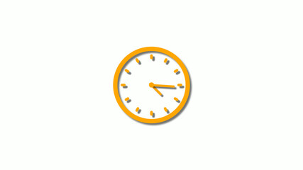 Orange color 3d clock icon,orange counting down 3d clock icon on white background