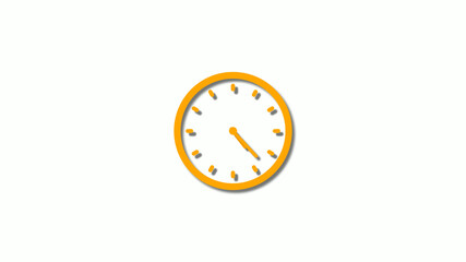 Orange color 3d clock icon,orange counting down 3d clock icon on white background