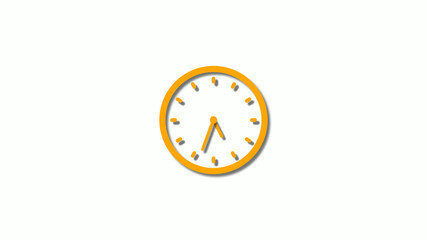 Orange color 3d clock icon,orange counting down 3d clock icon on white background