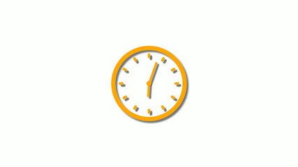Orange color 3d clock icon,orange counting down 3d clock icon on white background