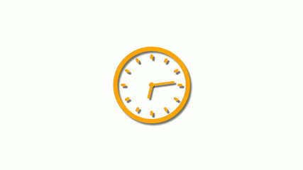 Orange color 3d clock icon,orange counting down 3d clock icon on white background