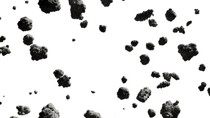 swarm of asteroids isolated on white background © dottedyeti