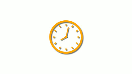 Orange color 3d clock icon,orange counting down 3d clock icon on white background
