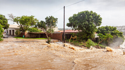 Flood in Bushmans River in South Africa