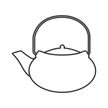 White Chinese Teapot For Tea Icon On A White Background Isolate.Vector Silhouette For Advertising Banners, Business Cards, Packaging.