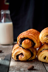 Homemade chocolate croissant