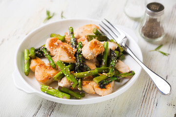 Turkey or Chicken Fillet with Roasted Asparagus