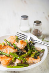 Turkey or Chicken Fillet with Roasted Asparagus