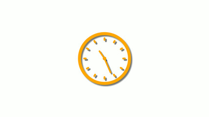 Orange color 3d clock isolated on white background,3d clock icon