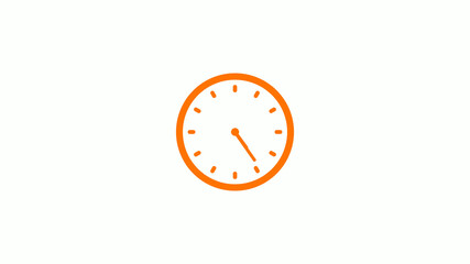 New orange clock icon,Counting down clock isolated on white background