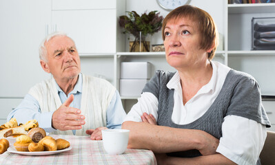 Aged couple arguing