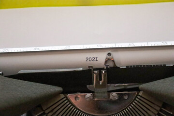 2021 on page of old typewriter
