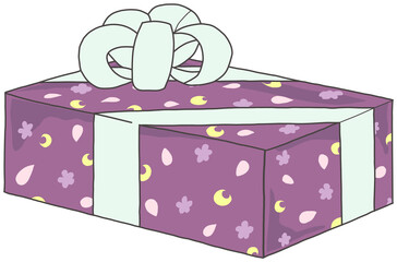 illustration of gift packaging in lilac and pink colors