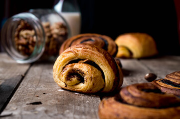 Homemade chocolate croissant