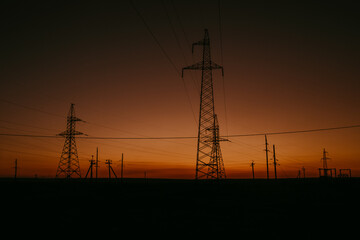 the sun sets in the steppe
