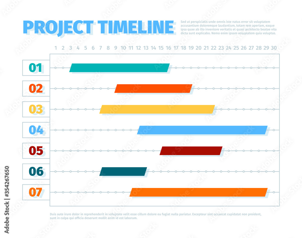 Poster project schedule. agenda dates ui interface for project management timeline history business vector 