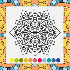 Mandala flower for adults relaxing coloring book.