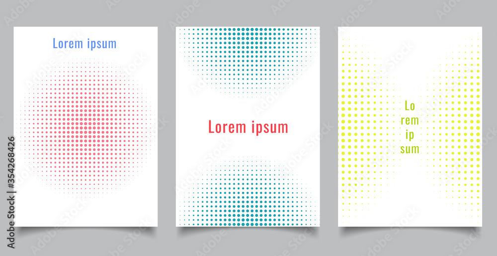 Aufkleber brochure template set abstract halftone style circles on white background and texture
