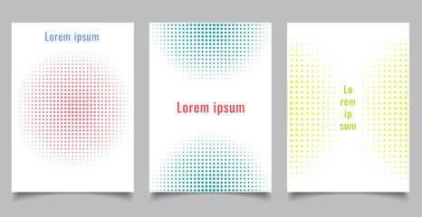 Brochure template set abstract halftone style circles on white background and texture