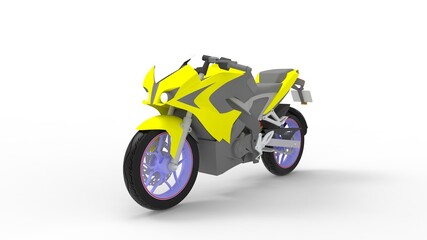 Obraz premium 3D rendering of a motorcycle bike moto isolated on white studio background