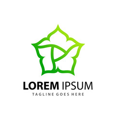 Abstract Pentagon Play Media Button Logo Design Template Premium Vector