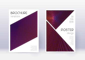 Triangle cover design template set. Violet abstrac