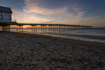 Fototapeta premium Saltburn-by-the-Sea pier at sunset