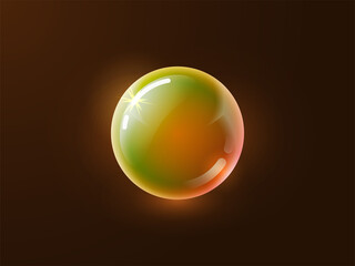 Realistic shiny glass magic sphere, empty crystal globe, glossy bubble, pearl with reflections