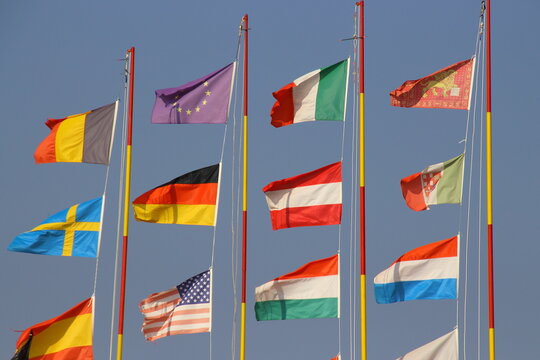 many different flags from all over the world 