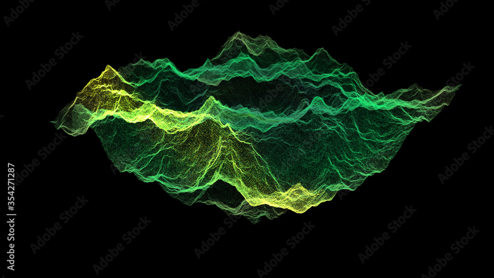 Poster Futuristic Holographic Terrain environment, geomorphology, topography and digital data telemetry information display motion graphic user interface head up display screen
