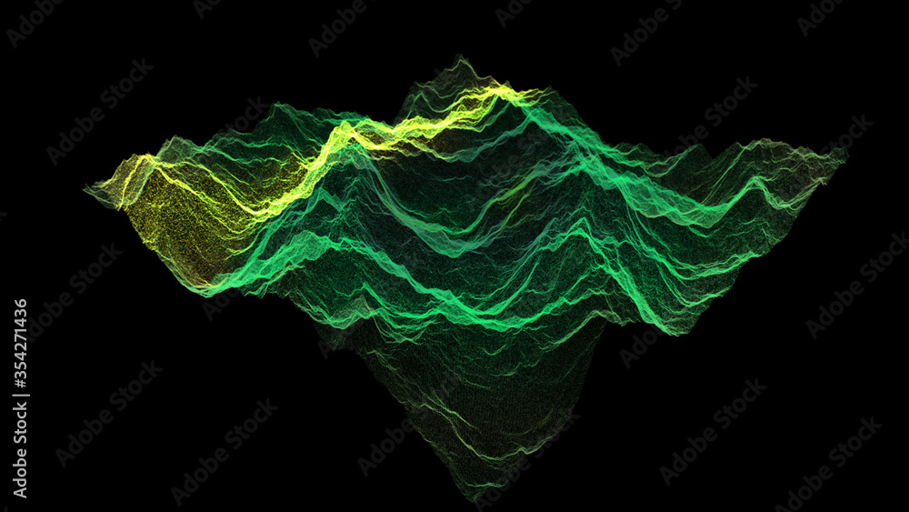 Poster Futuristic Holographic Terrain environment, geomorphology, topography and digital data telemetry information display motion graphic user interface head up display screen