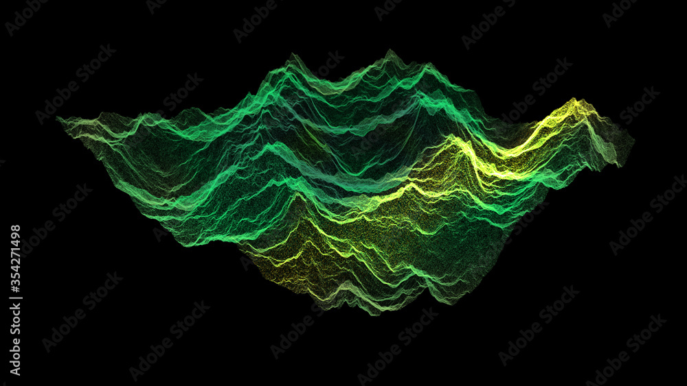 Poster Futuristic Holographic Terrain environment, geomorphology, topography and digital data telemetry information display motion graphic user interface head up display screen