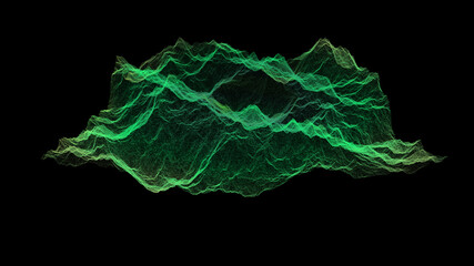 Futuristic Holographic Terrain environment, geomorphology, topography and digital data telemetry information display motion graphic user interface head up display screen