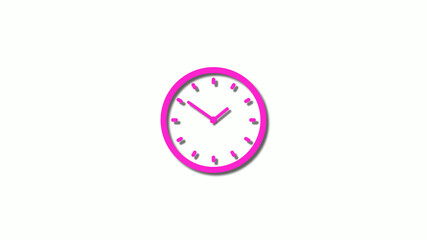 3d pink clock isolated on white background,counting down clock isolated