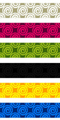 set of vector seamless patterns with colorful spirals