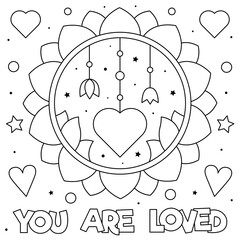 You are loved. Coloring page. Vector illustration.