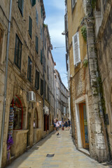 Fototapeta na wymiar SPLIT, CROATIA - JUNE 15: Walking in old city in Split, Croatia on June 15, 2019.