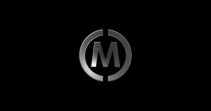 M letter logo with circle shape for business and company logo design 4k footage video
