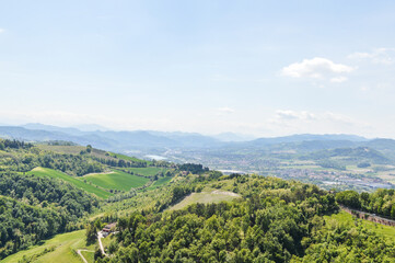 Hills around Bologna viewed from Monte della Guardia hill