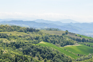 Hills around Bologna viewed from Monte della Guardia hill