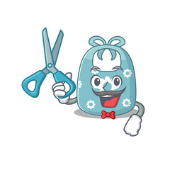 Baby apron cartoon character design as talented barber