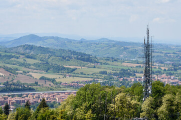 Fototapeta na wymiar Hills around Bologna viewed from Monte della Guardia hill