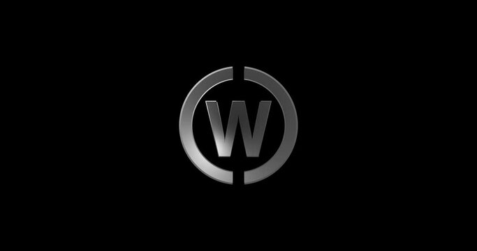 W letter logo with circle shape for business and company logo design 4k footage video
