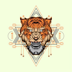 Legend of human skulls tiger sacred geometry