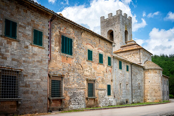 Old medieval abbey Badia a Coltibuono near Gaiole in Chianti, Italy