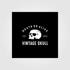 vintage skull logo vector illustration design